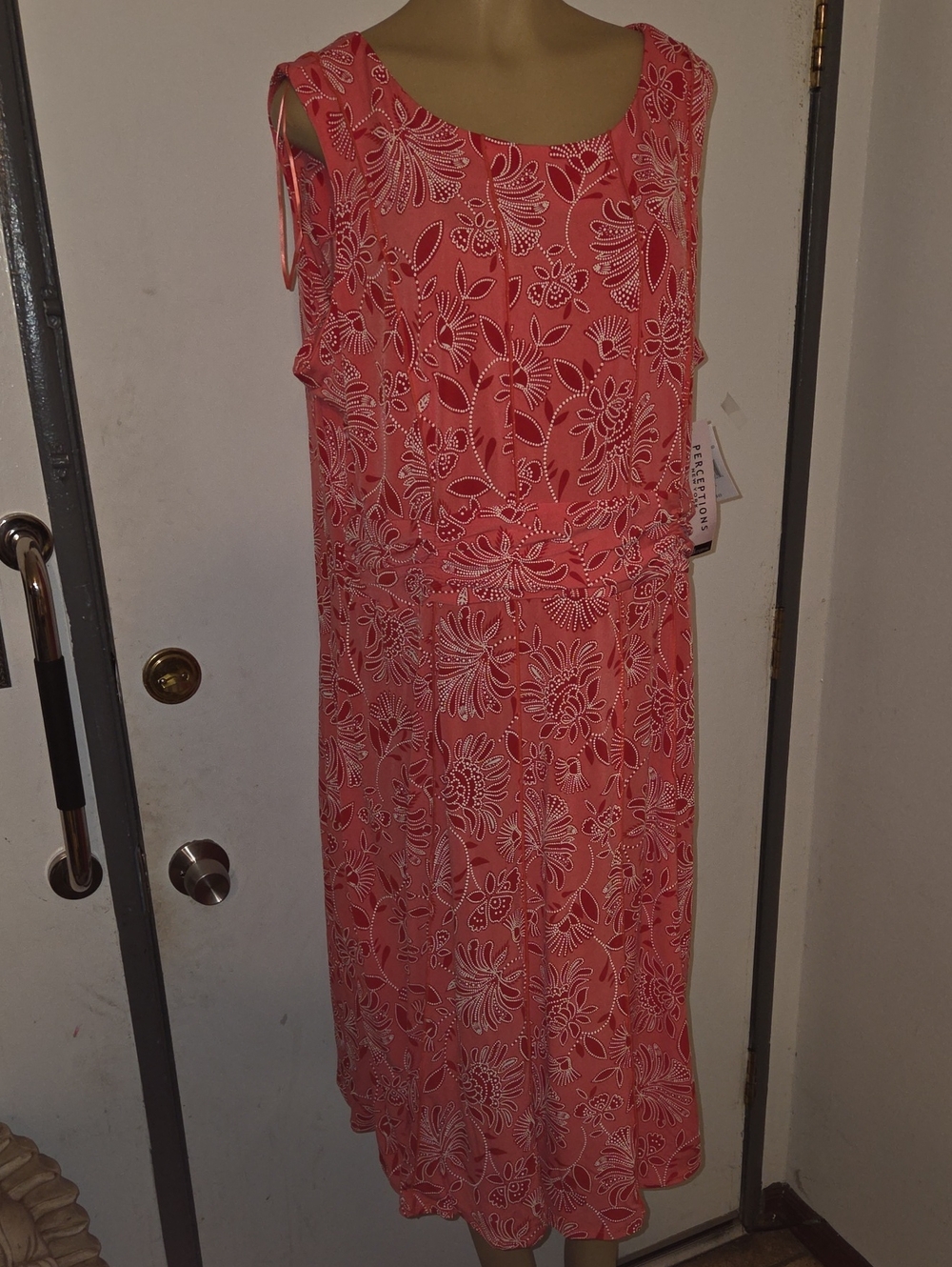 Sonoma Coral Floral Tie-Shoulder Midi Dress